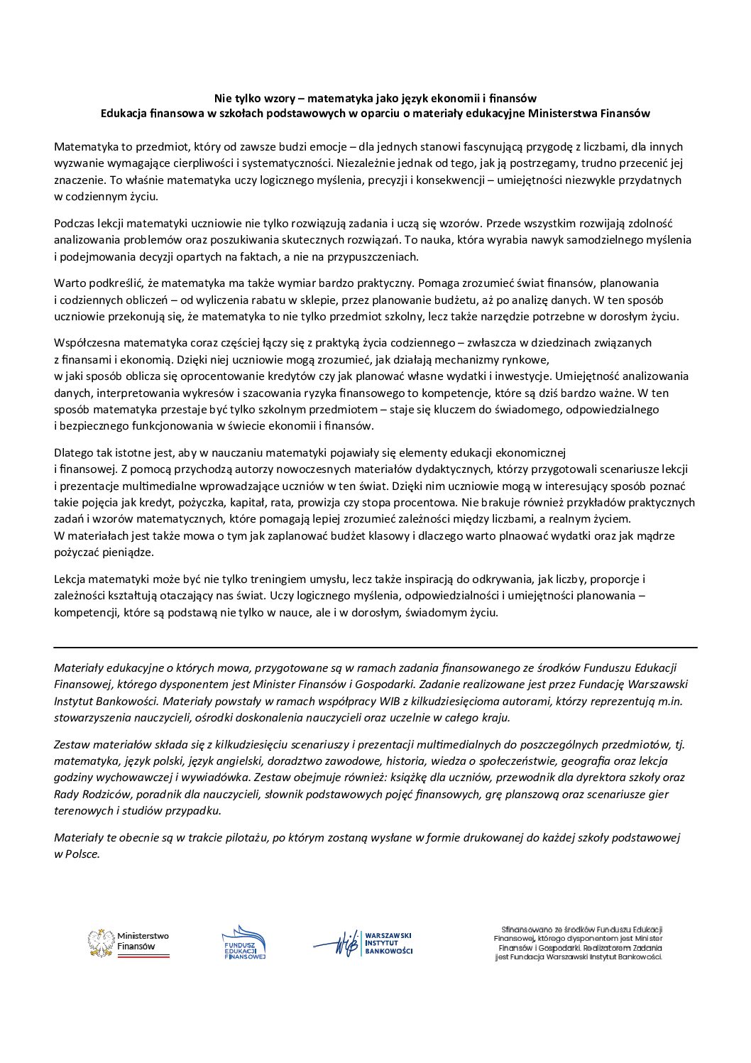 Ministerstwo Finansów_Fundusz Edukacji Finansowej_matematyka